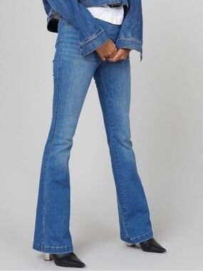 SPANX Dark Blue Pull on High Rise Flare Jeans